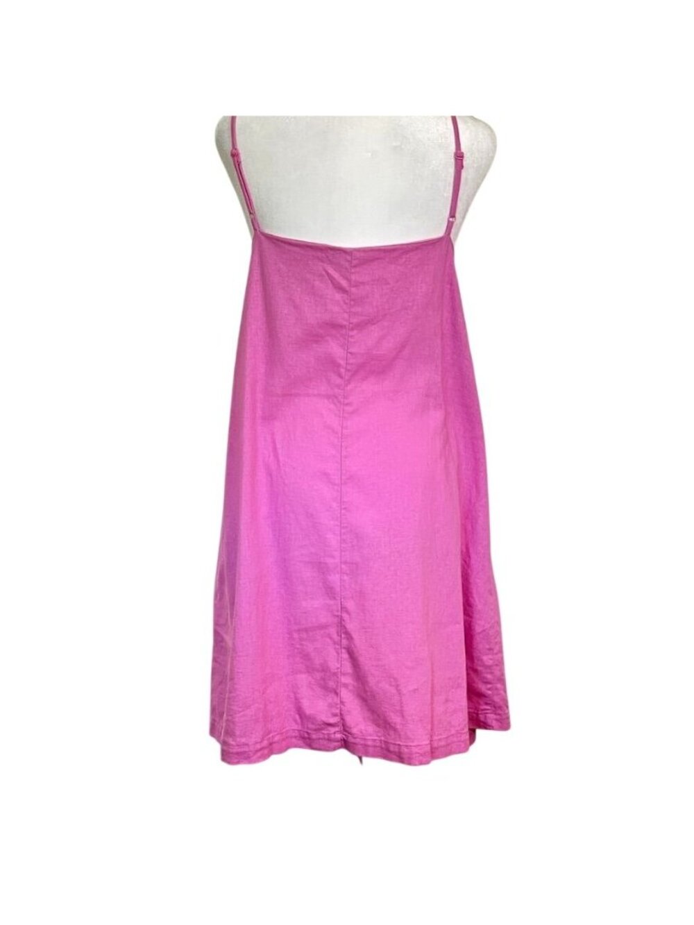 A New Day Pink Linen Mini Trapeze Slip Dress Women Sz L Square Neck Shift Sundre - Picture 4 of 10